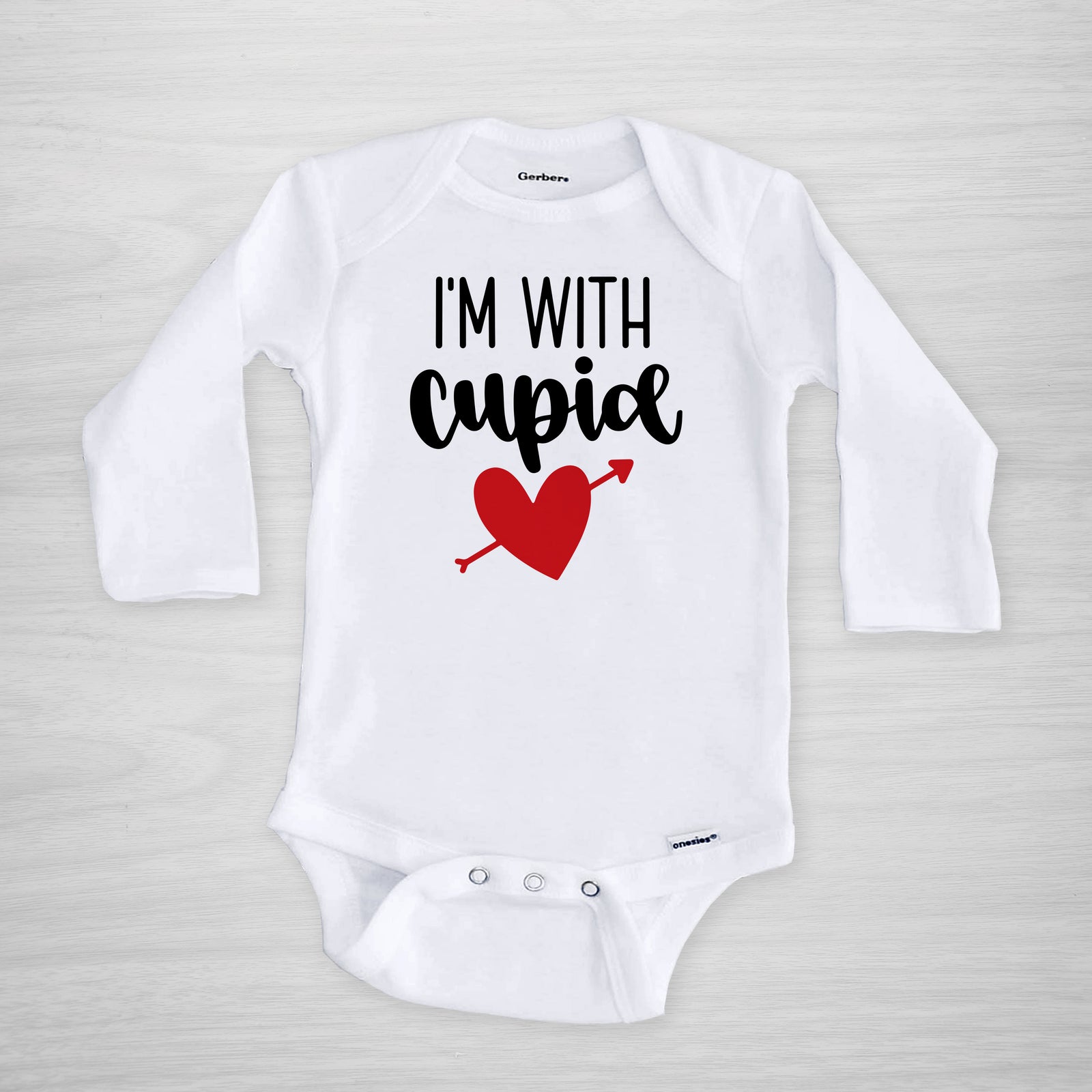 I'm with Cupid Valentine's day onesie, short sleeved