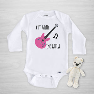 I'm with the band, pink guitar, Gerber Onesie®, long sleeved