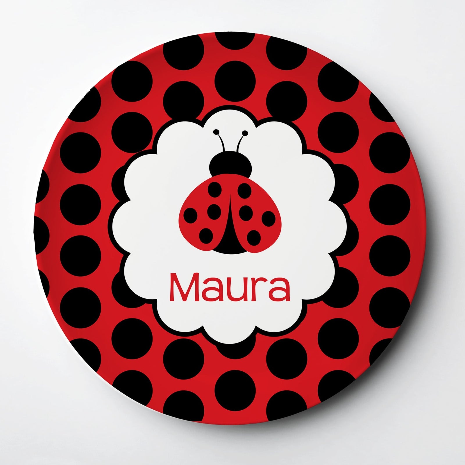 ladybug personalized kids ThermoSāf® plate, microwave safe, Pipsy.com