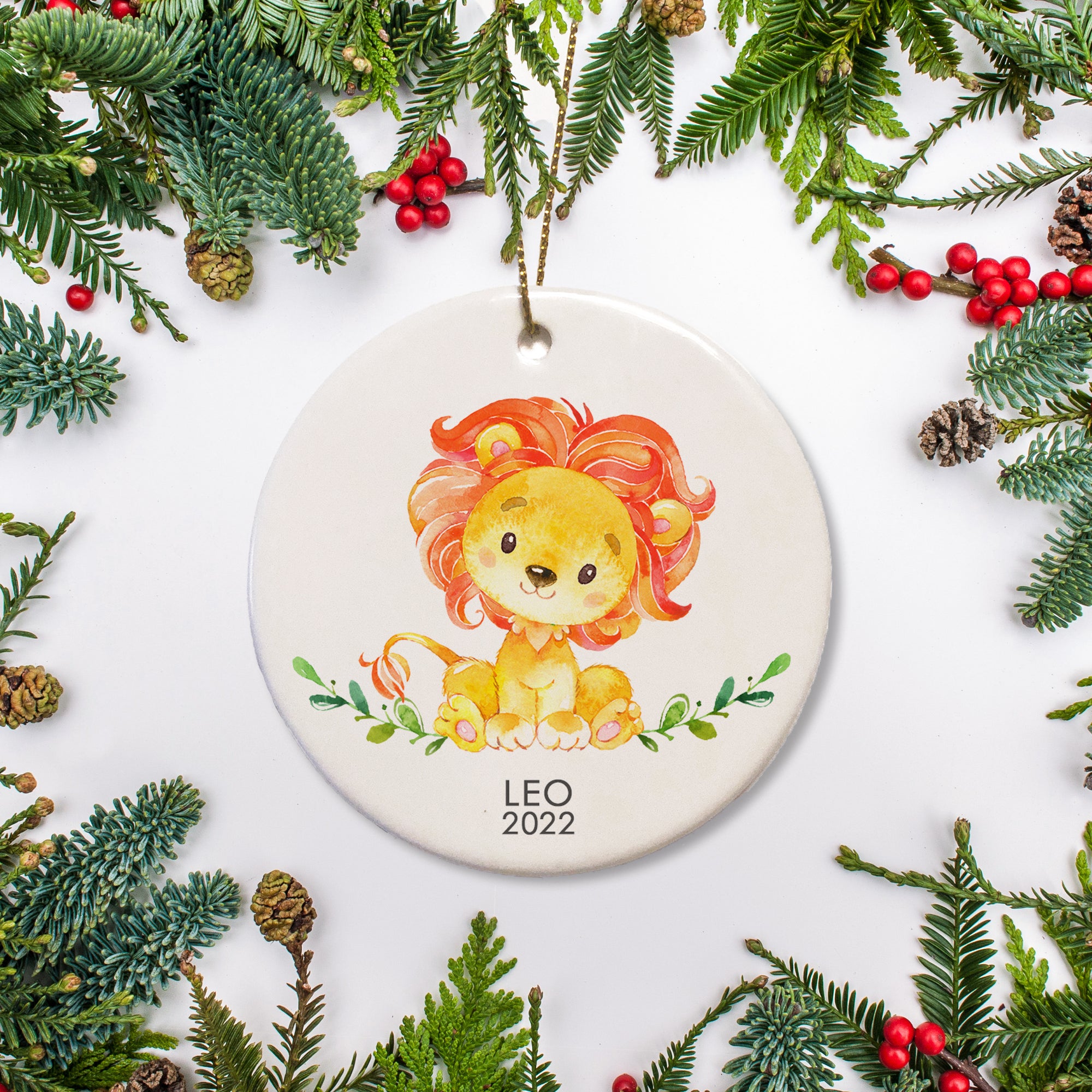 Watercolor Lion Baby's First Christmas | Pipsy.com