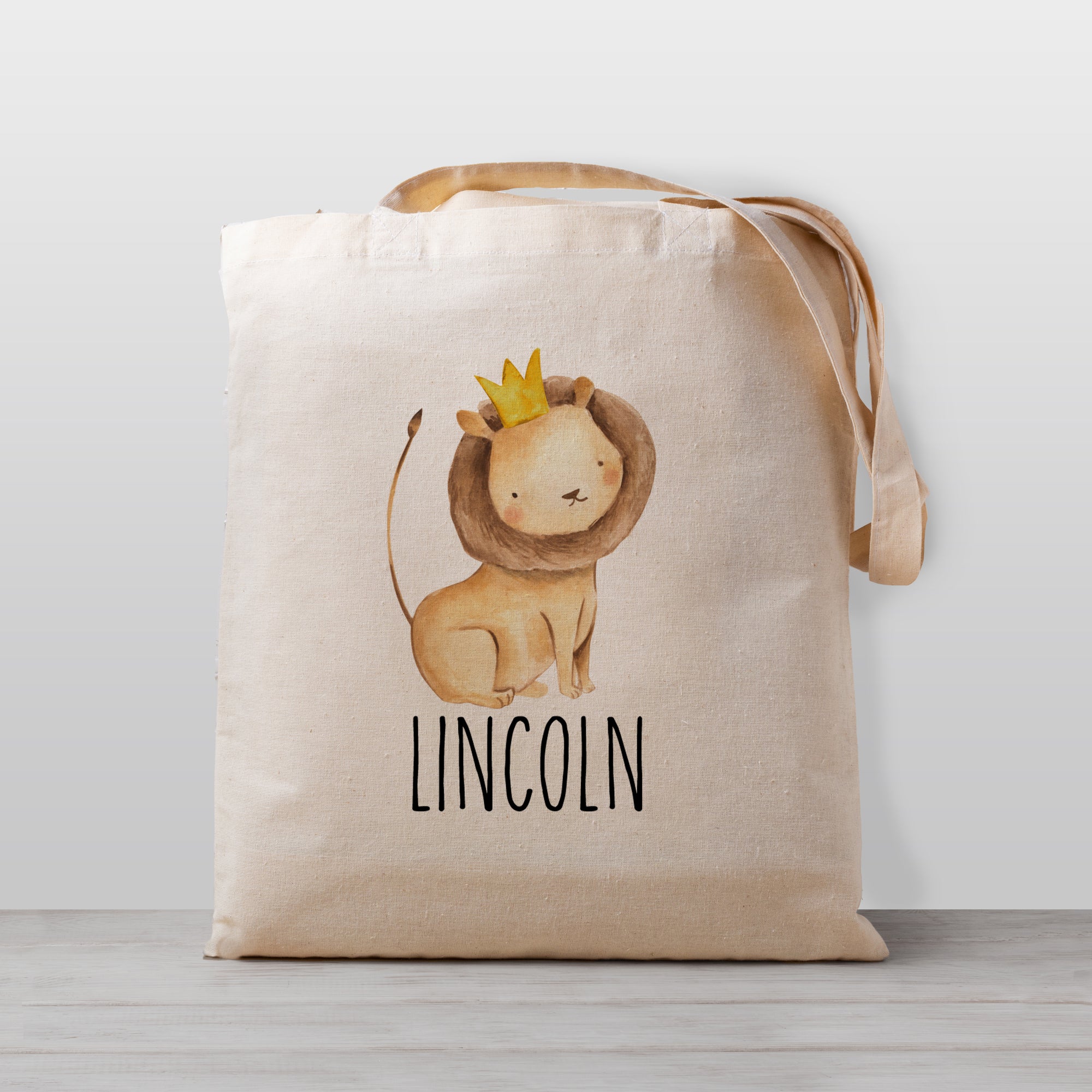Lion Children's Personalized Tote Bag, 100% Natural Cotton Canvas