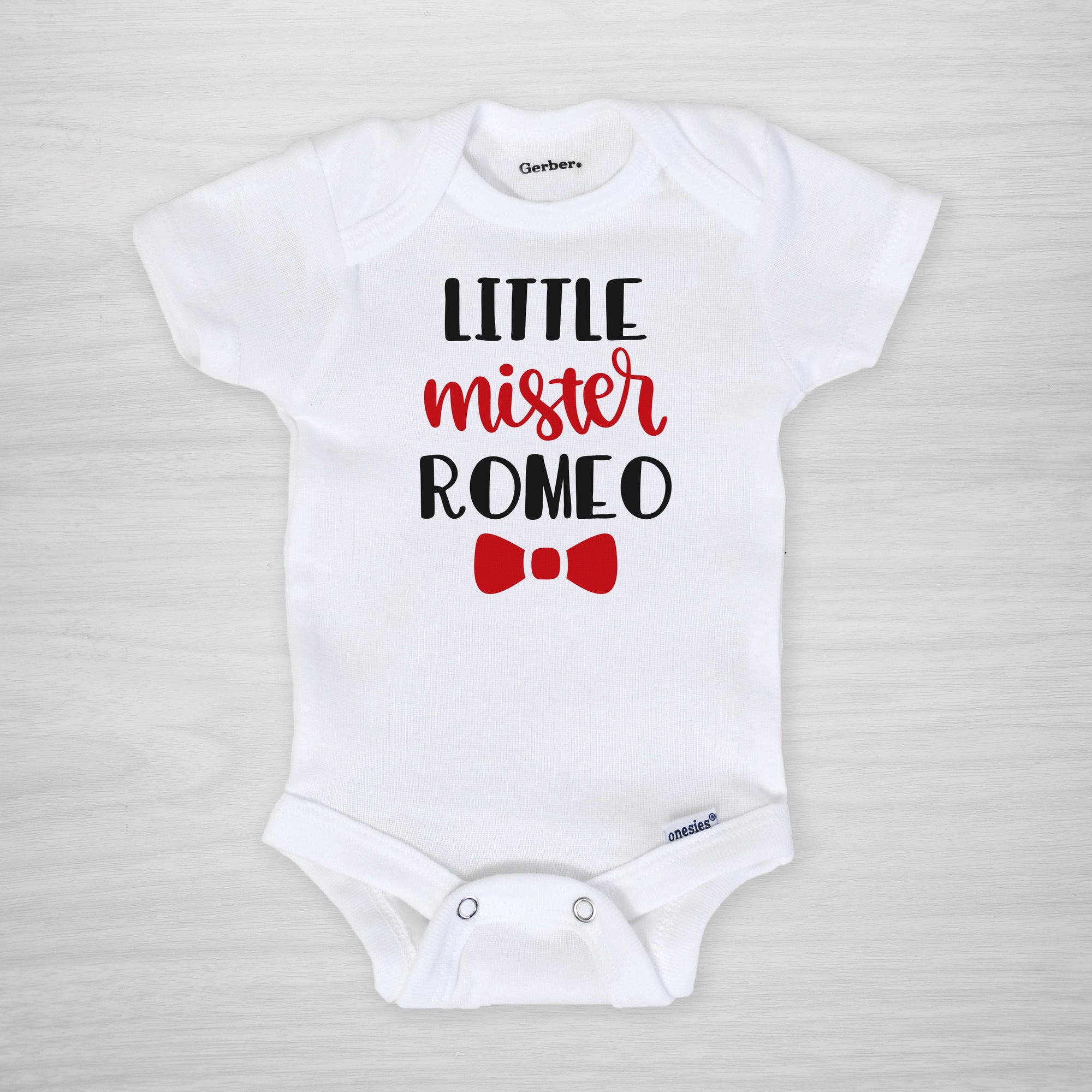 Little Mister Romeo, Valentine's Day Onesie, short sleeved