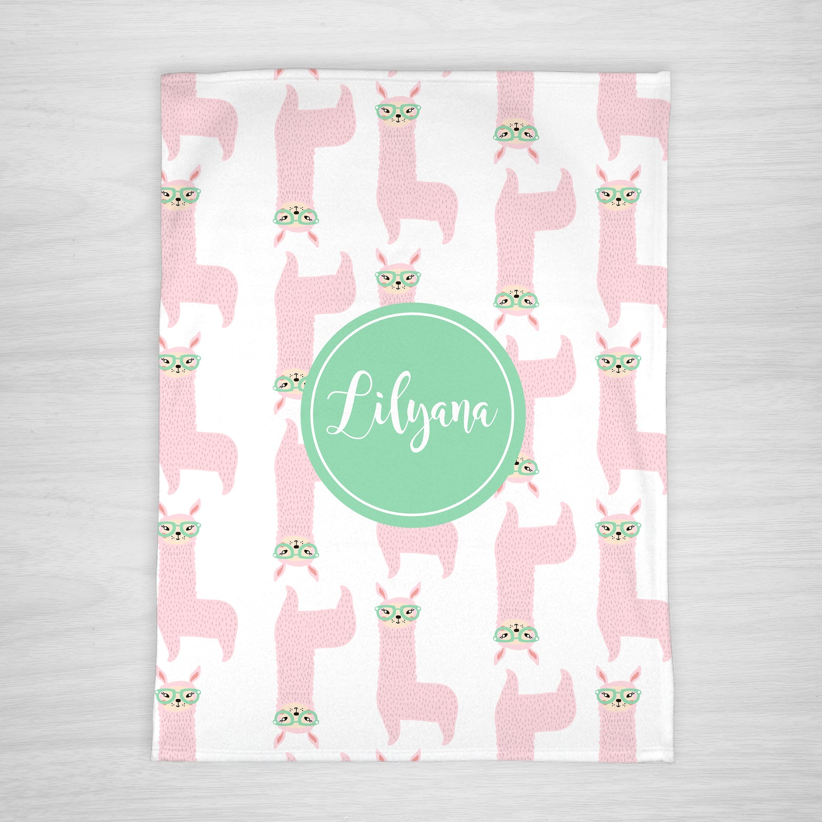 Llama pink and mint green baby stroller blanket | Pipsy.com