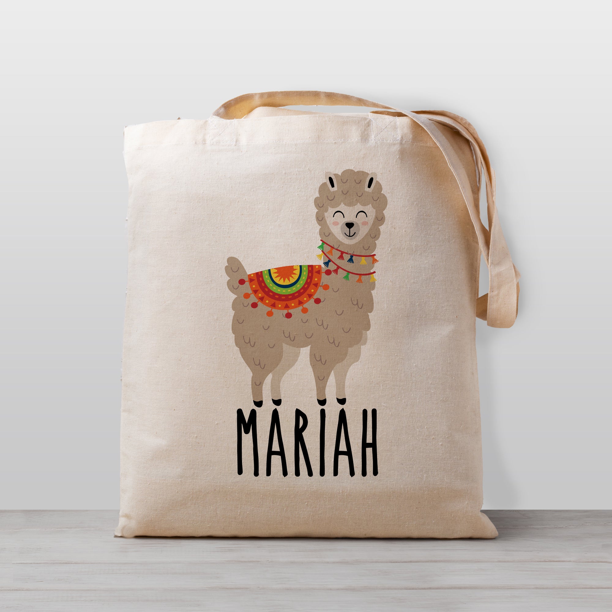 Llama Personalized Kid's Tote Bag, Gender neutral perfect or oboys or girls, 100% natural cotton canvas