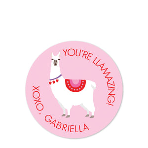 You're Llamazing | Pink llama sticker round | Personalized 