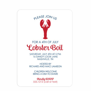 Lobster Boil 4th of July Invitation