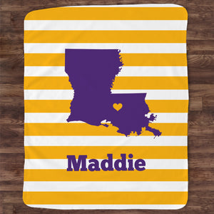Louisiana Throw Blanket | Personalized | Purple | Pipsy.com