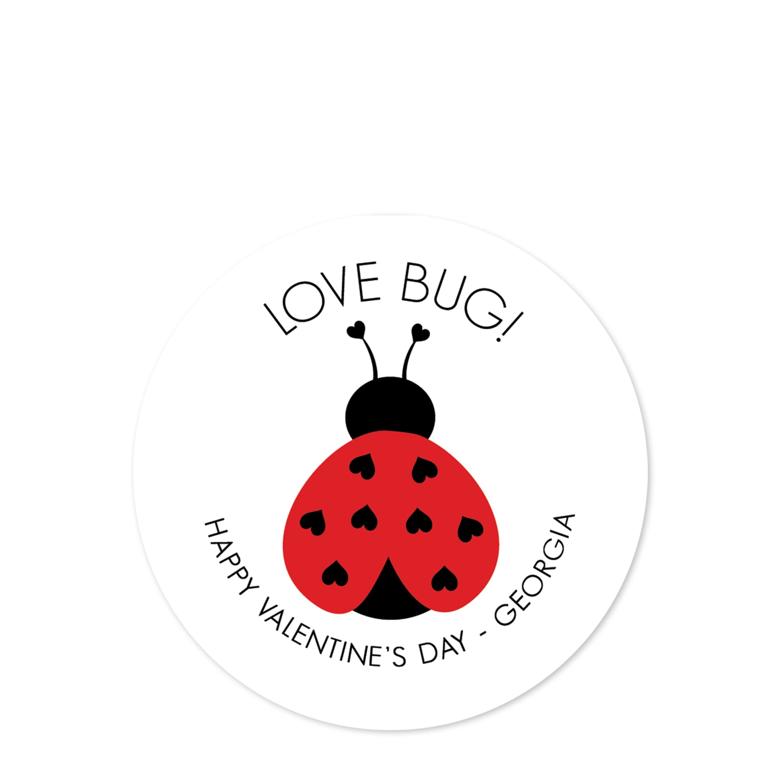 Love Bug | Happy Valentine's Day | 2.5" Round Valentine's Day Sticker for candy bag | Classroom Party | Personalized stickers | PIPSY.COM