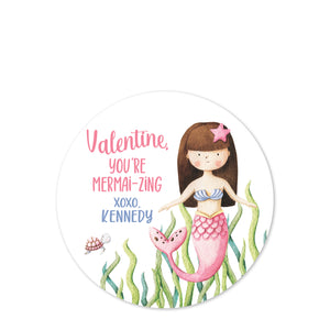 Mermaid Valentine's Day Stickers