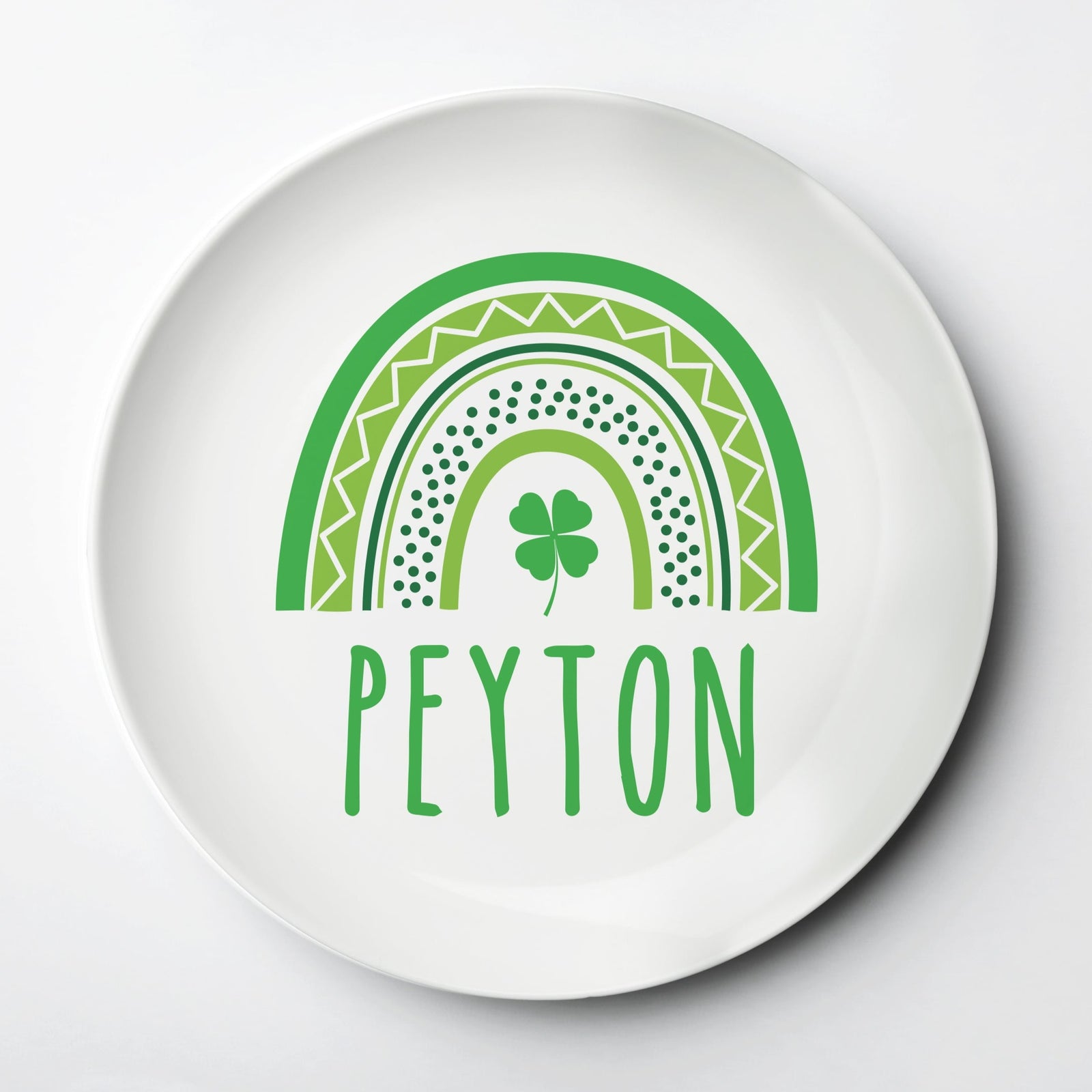 Modern Rainbow personalized ThermoSāf® kids reusable plate, microwave, dishwasher and oven safe. Made in the USA, Pipsy.com