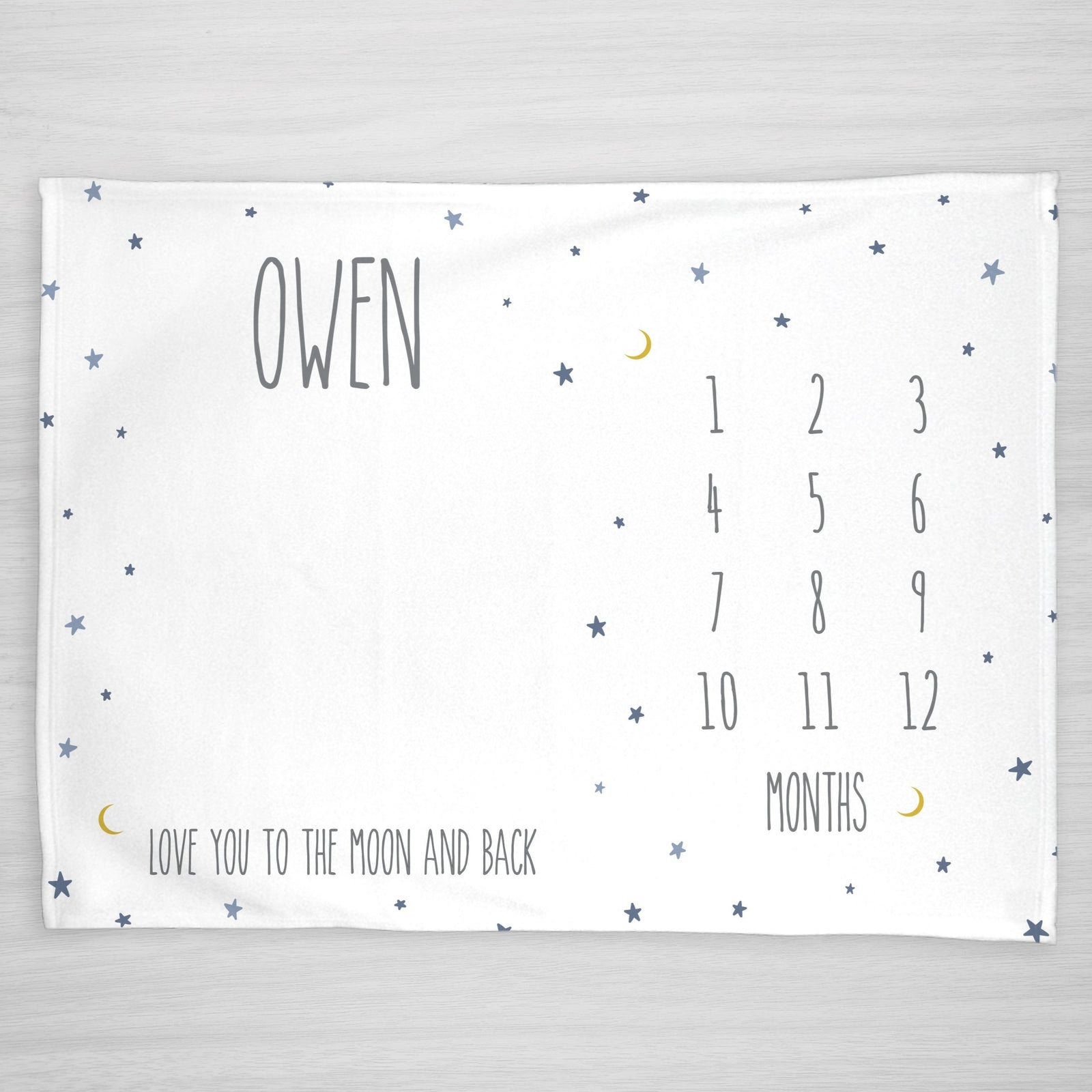 Love you to the Moon and Back Milestone Blanket, Personalized Fleece