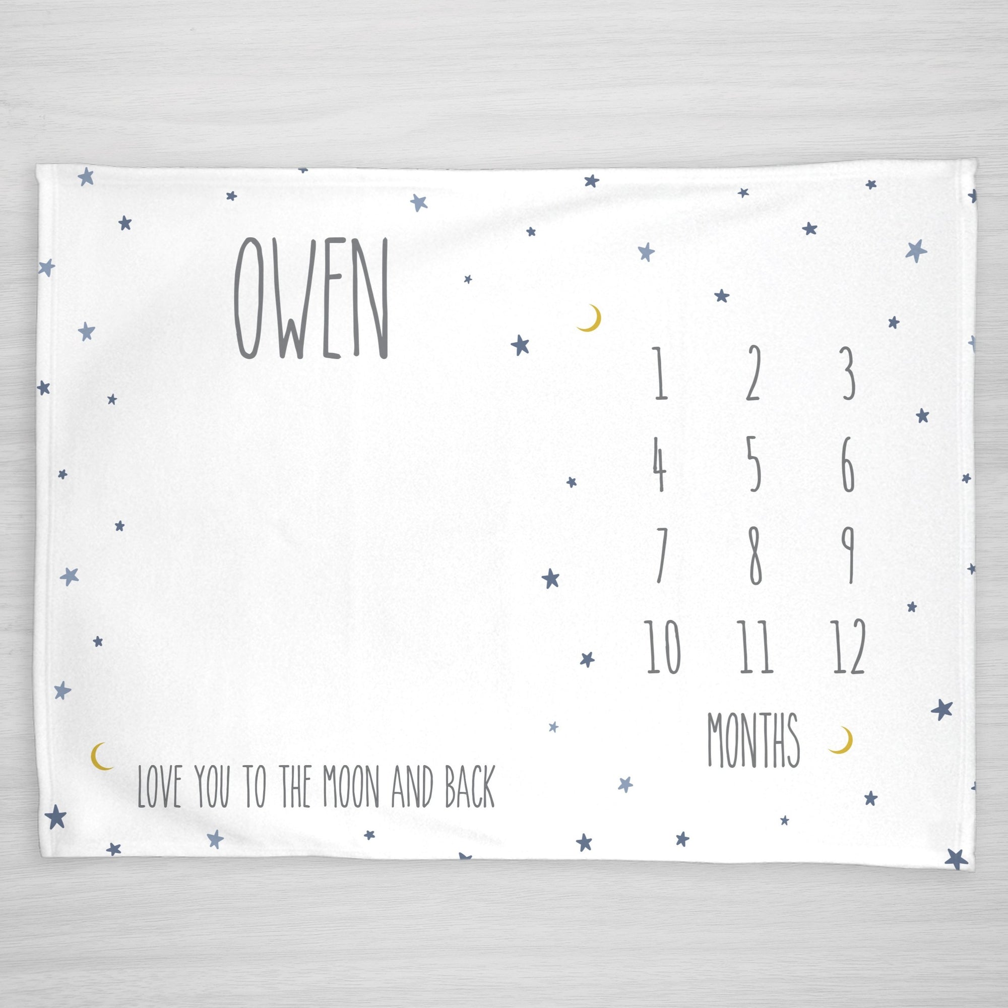 Love you to the Moon and Back Milestone Blanket, Personalized Fleece