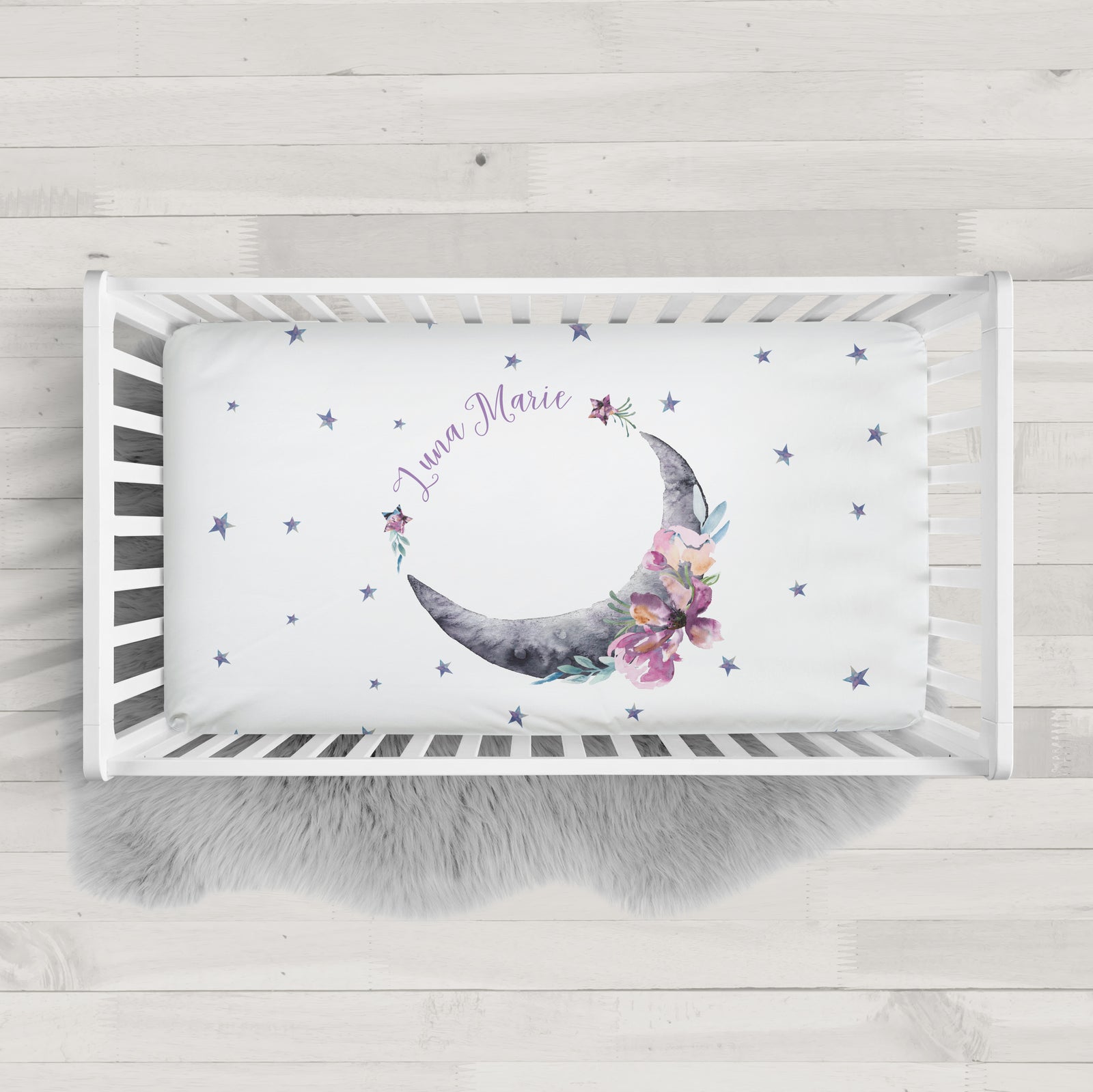 Moon and Stars Personalized Crib Sheet | Pipsy.com