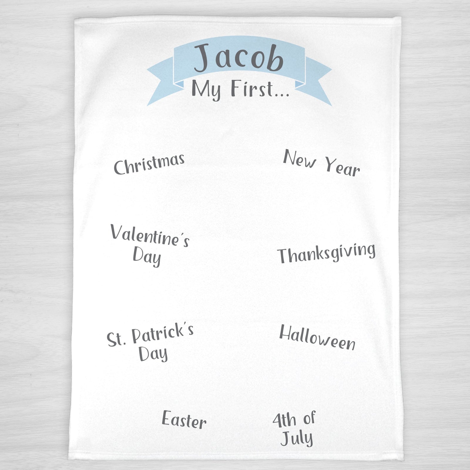 "My First" Blanket with US and Christian holidays, Pesonalized
