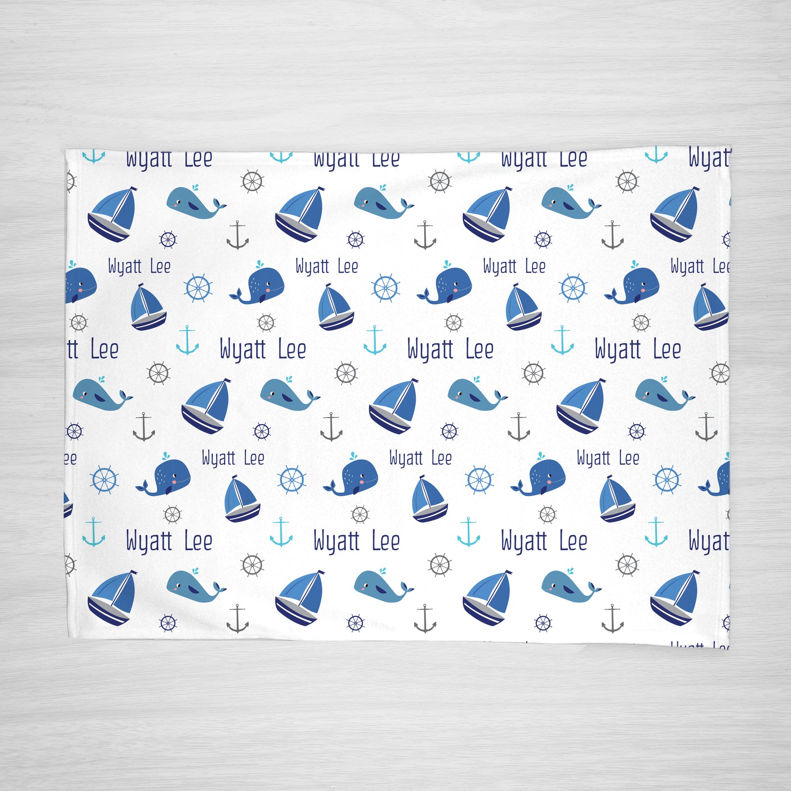 Nautical Name blanket | whales | boats |anchors | Pipsy.com