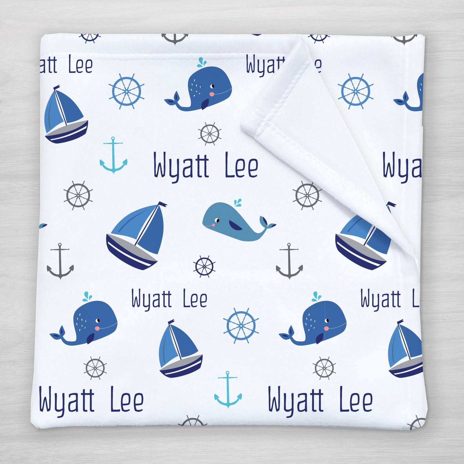 Nautical Name blanket | whales | boats |anchors | Pipsy.com