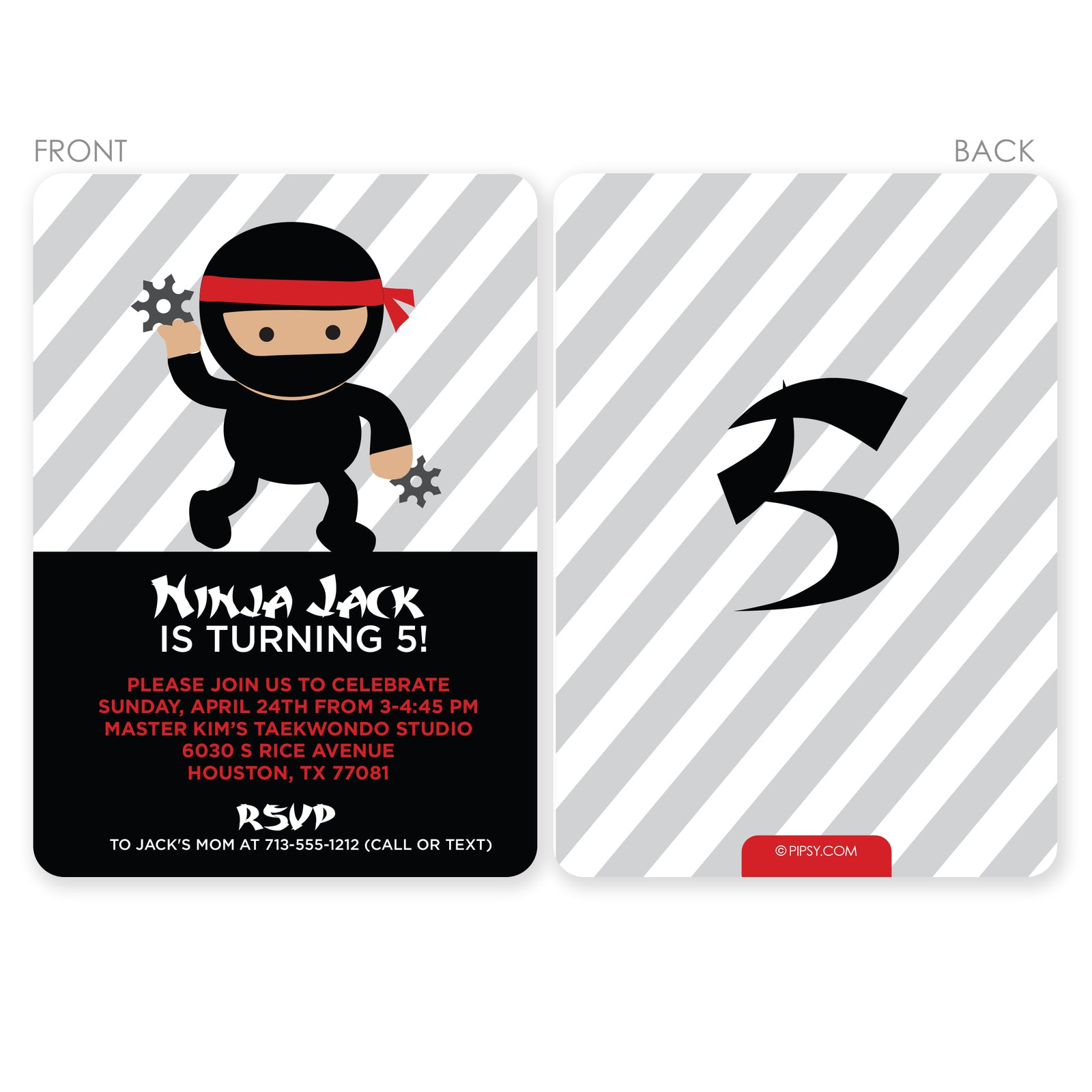 Ninja birthday invitation | Pipsy.com