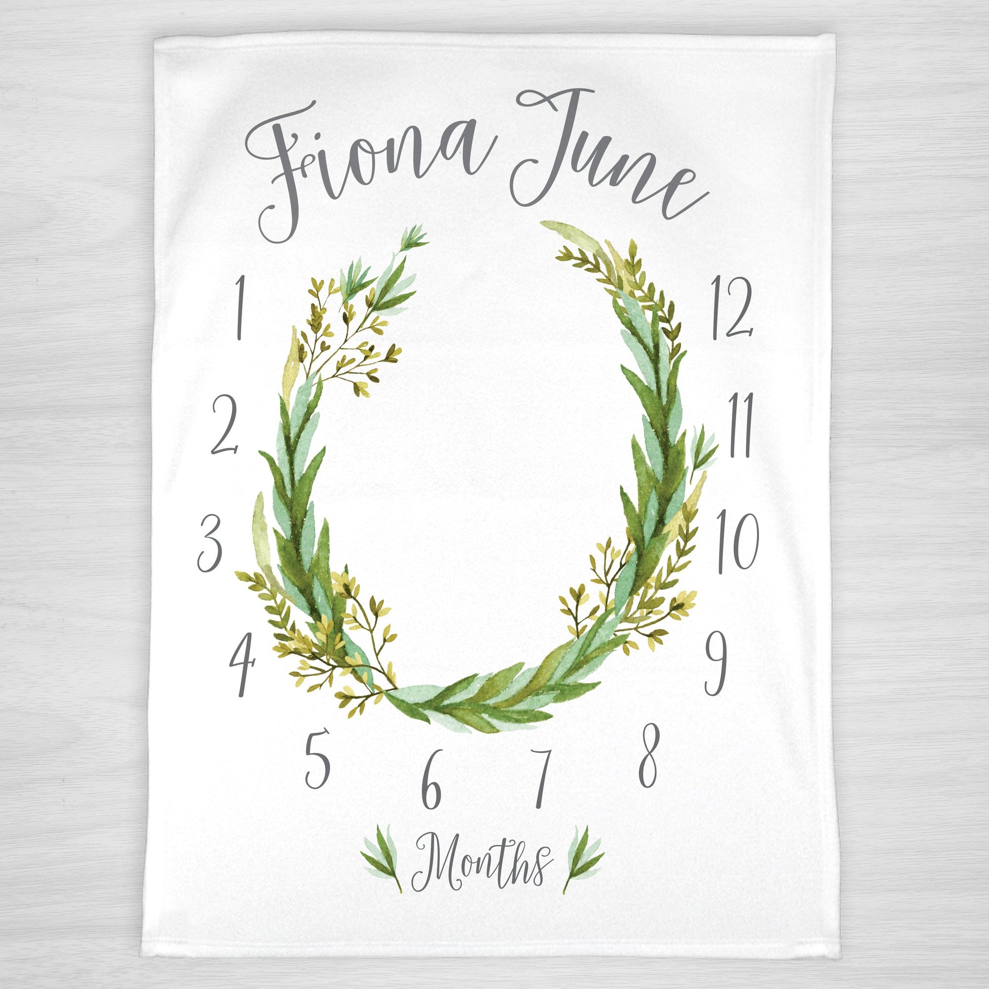 Olive Wreath Arched Milestone Blanket, Pesonalized