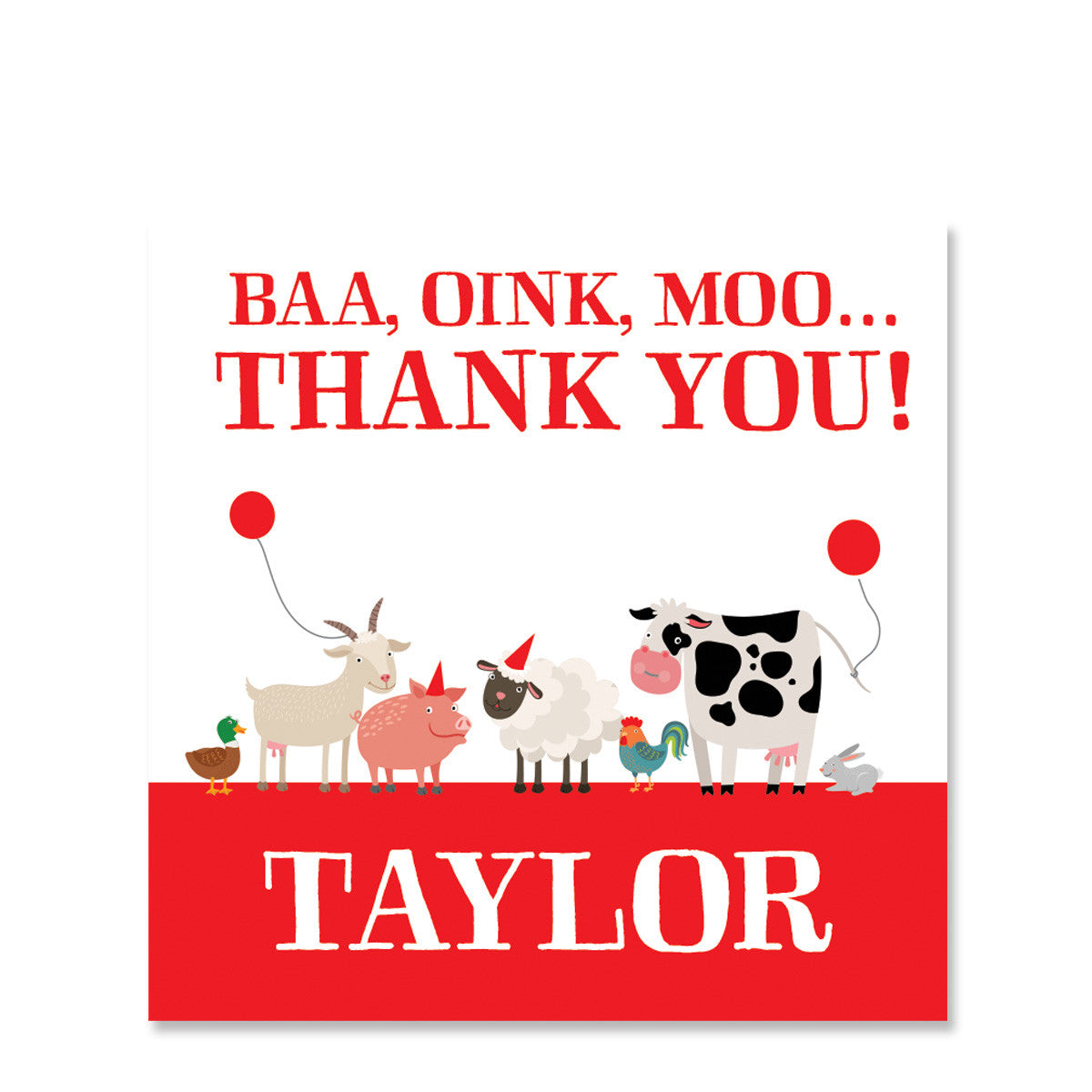 Party Animals Farm Gift Sticker, Red (Printed)