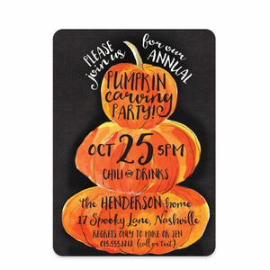 Pumpkin Stack Halloween Invitation (Printed)