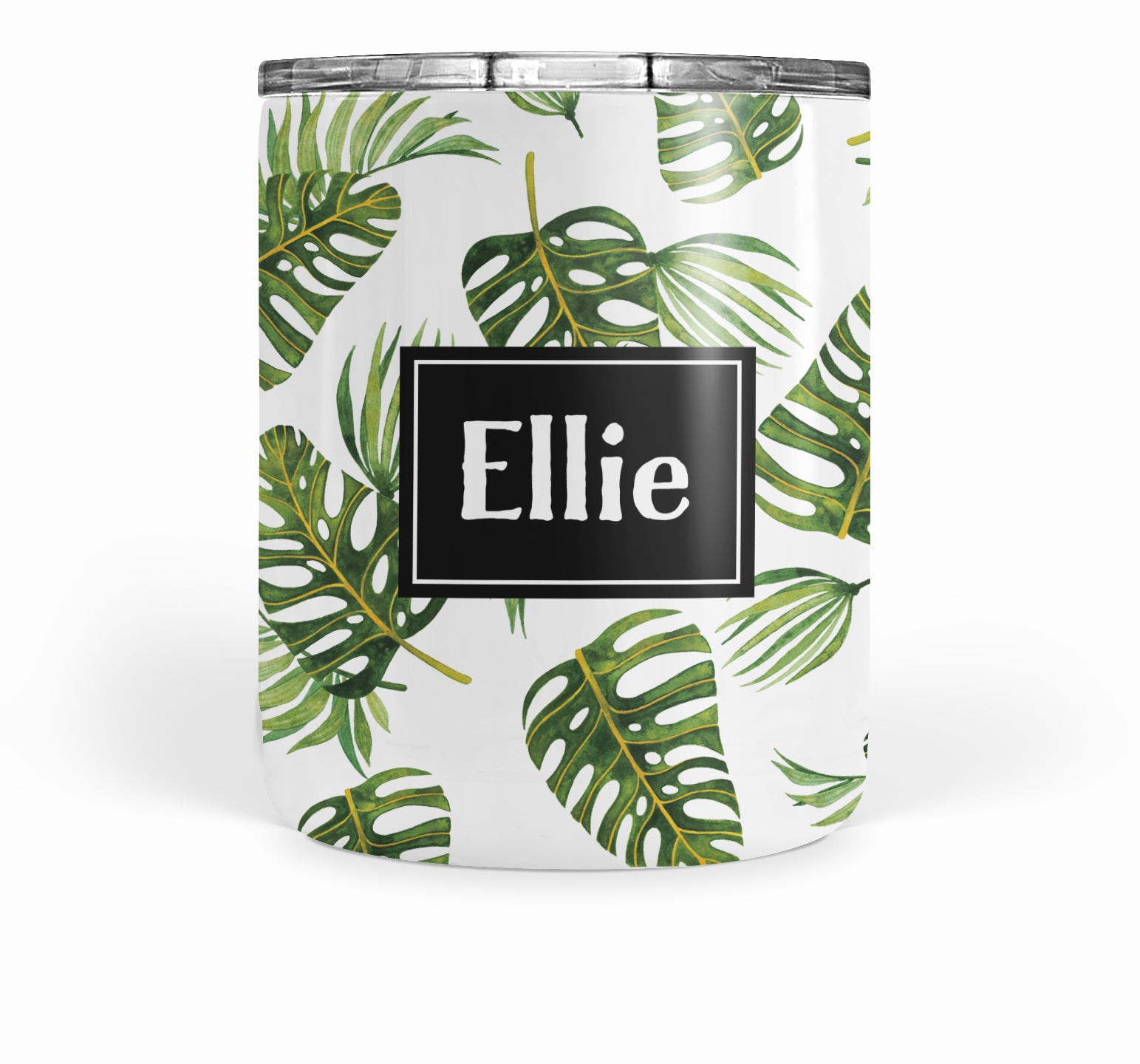 Palm Leaf tropical double walled stainless steel tumbler, pipsy.com