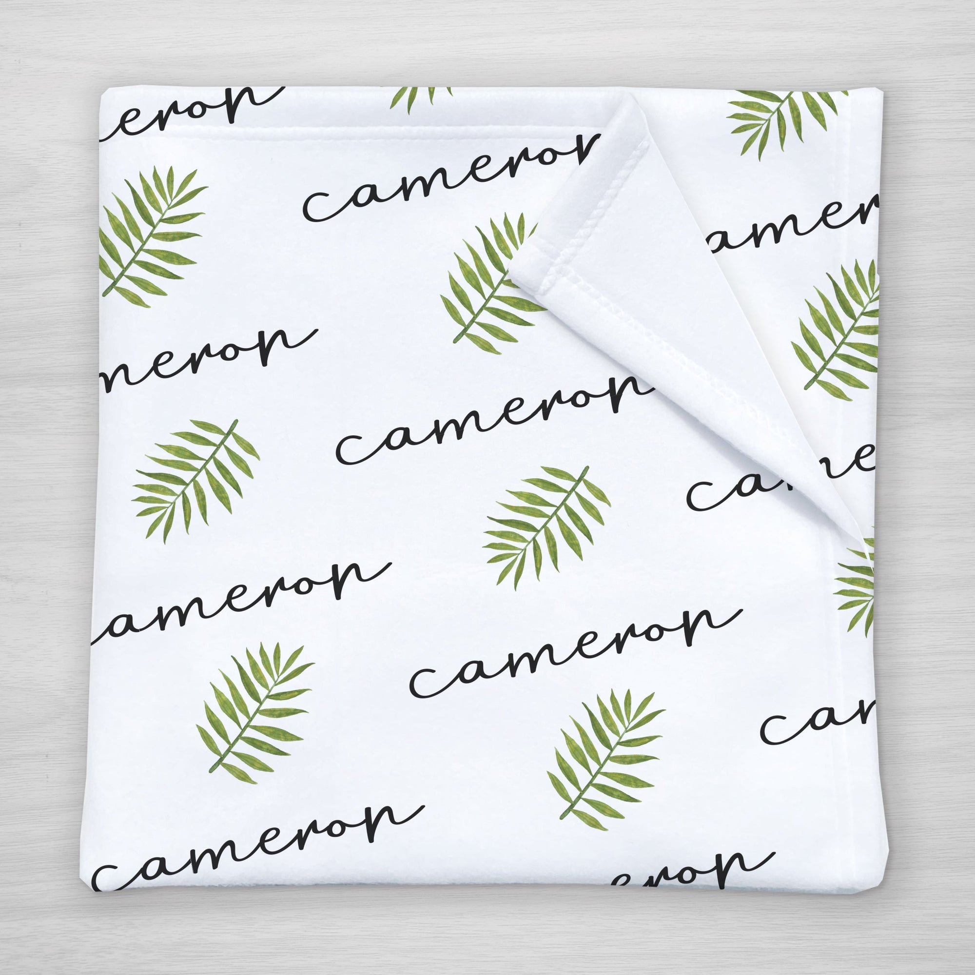 Personalized baby name blanket | Palm Fronds Leaves | Tropical | Swaddle | Stroller blanket | Pipsy.com