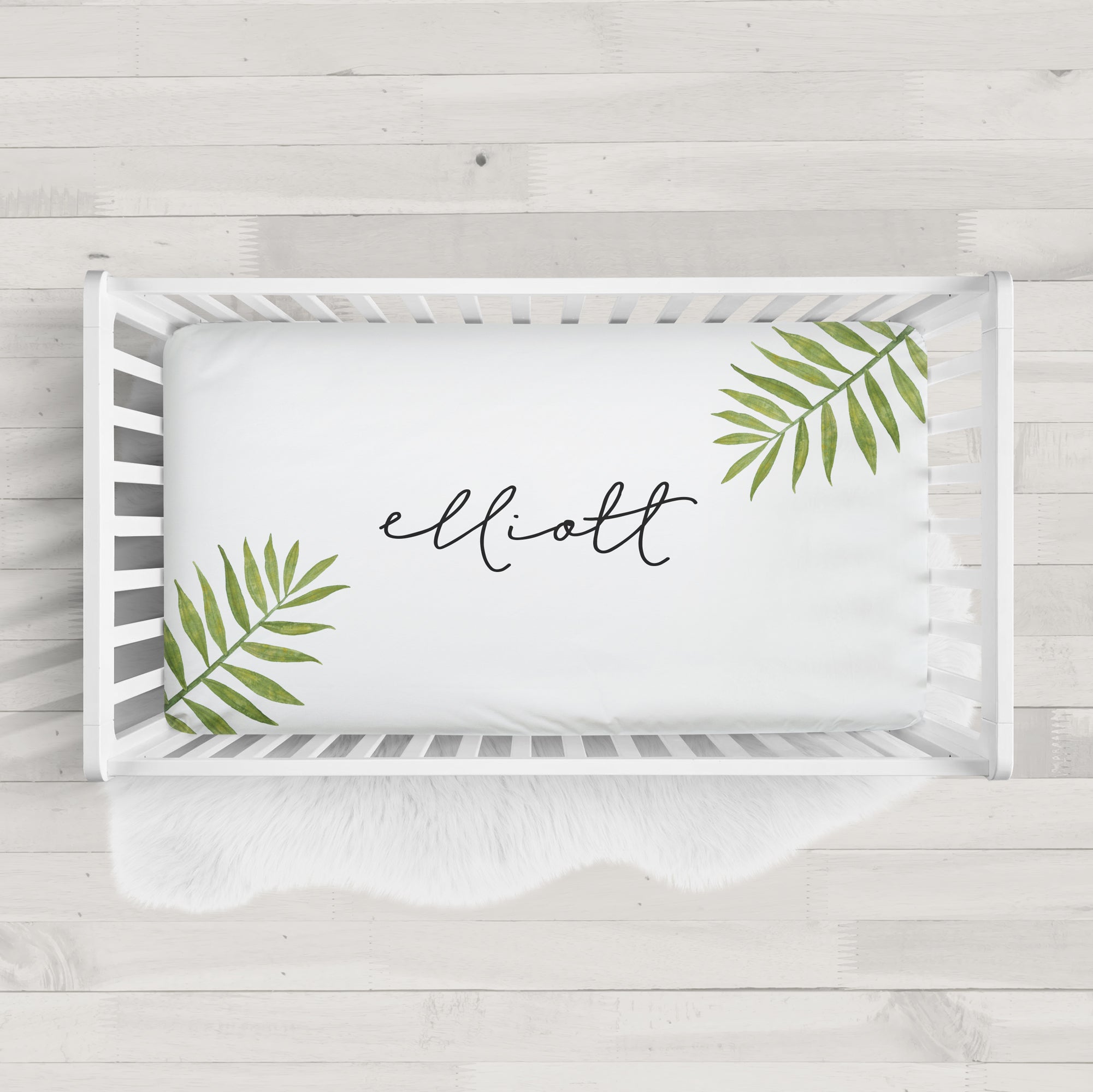 Palm Leaves Personalized Crib Sheet Pipsy