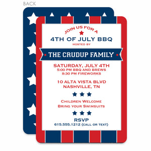 4th Of July Invitation, Patriot Stars and Stripes, Independence day invitation, heavyweight cardstock, PIPSY.COM