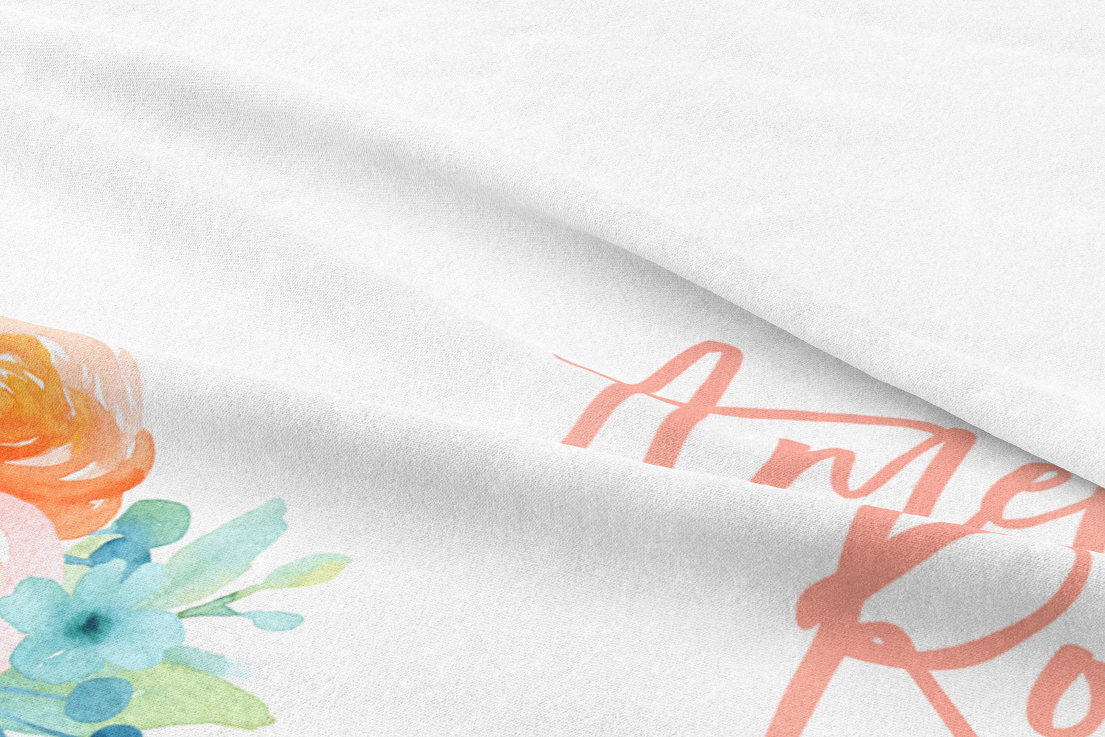 Peach roses fitted jersey knit personalized crib sheet | Pipsy.com