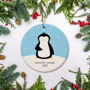 Personalized Christmas ornament - Penguin snow globe Christmas | Pipsy.com