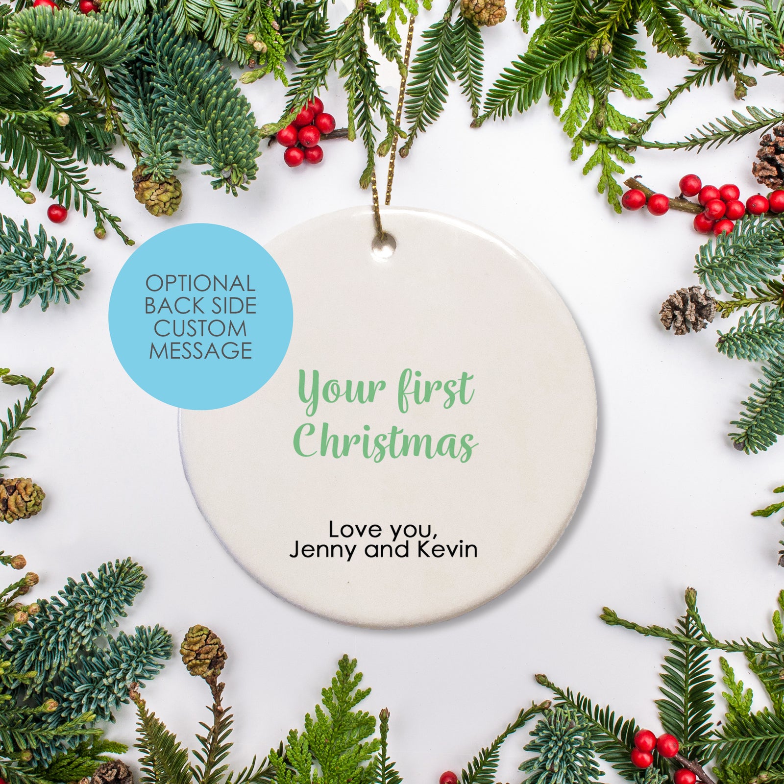 Personalized Christmas round ceramic ornament Snow Globe Inspired Penguin Ornament | Pipsy.com