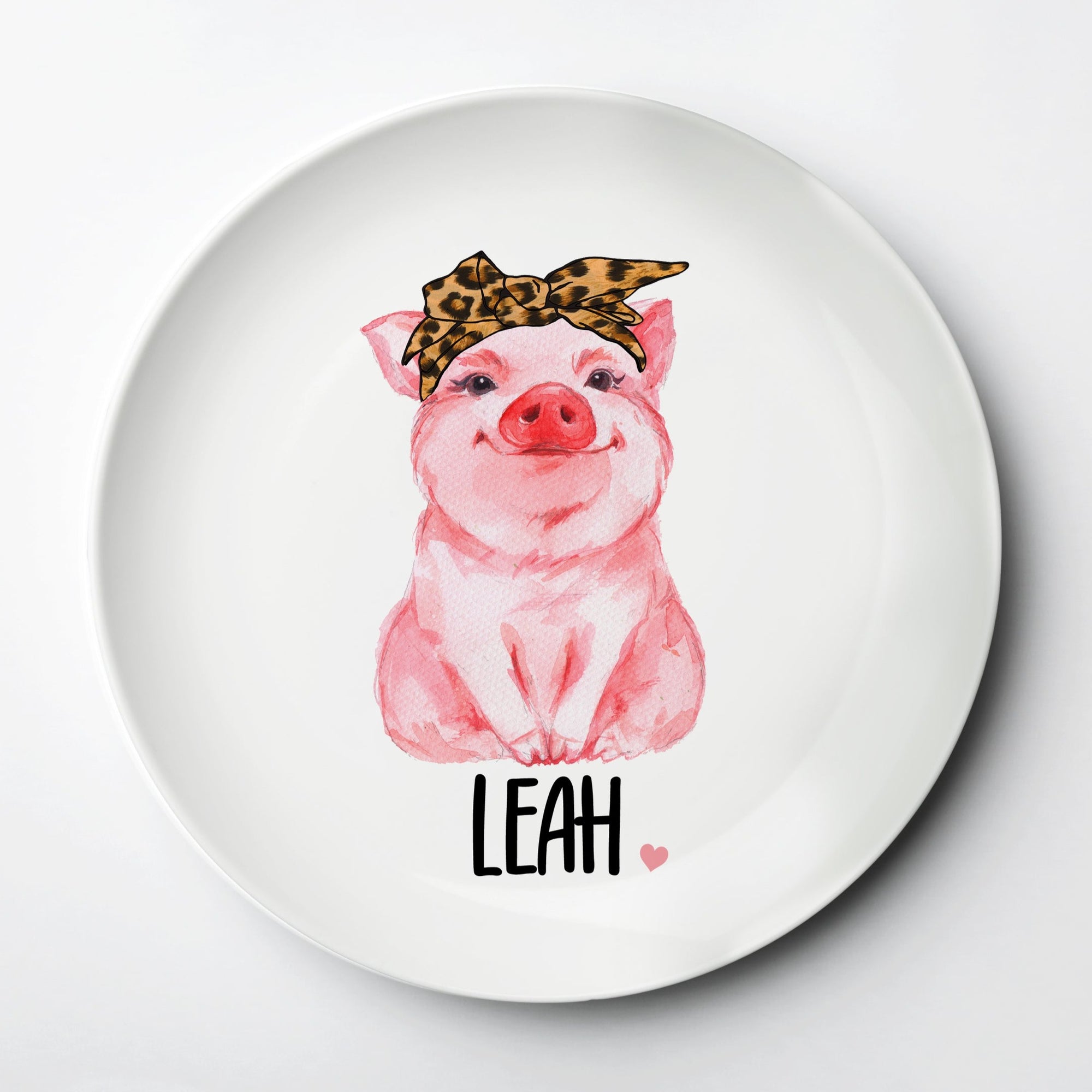 Personalized Pig plate, ThermoSāf® kids reusable plate, microwave, dishwasher and oven safe.  Made in the USA, Pipsy.com