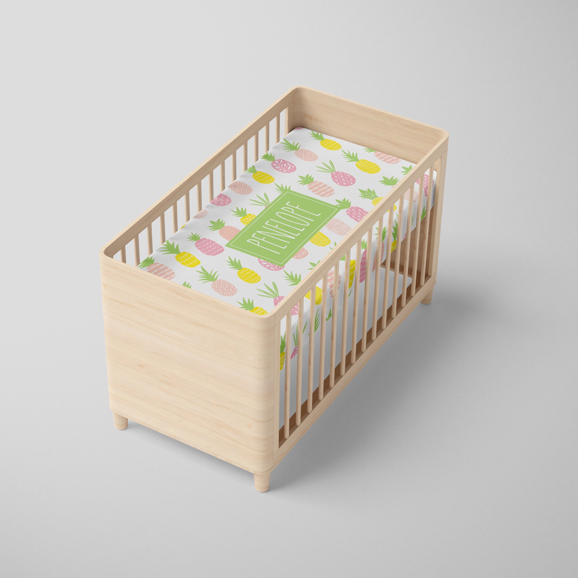Pineapple Personalized Crib Sheet
