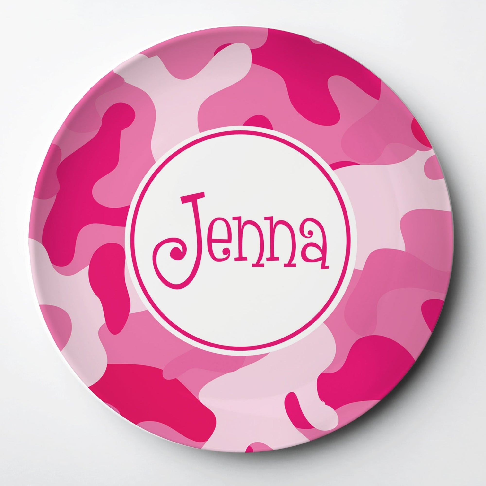 Pink Camo personalized ThermoSāf® plate. Kids plastic plate | Pipsy.com