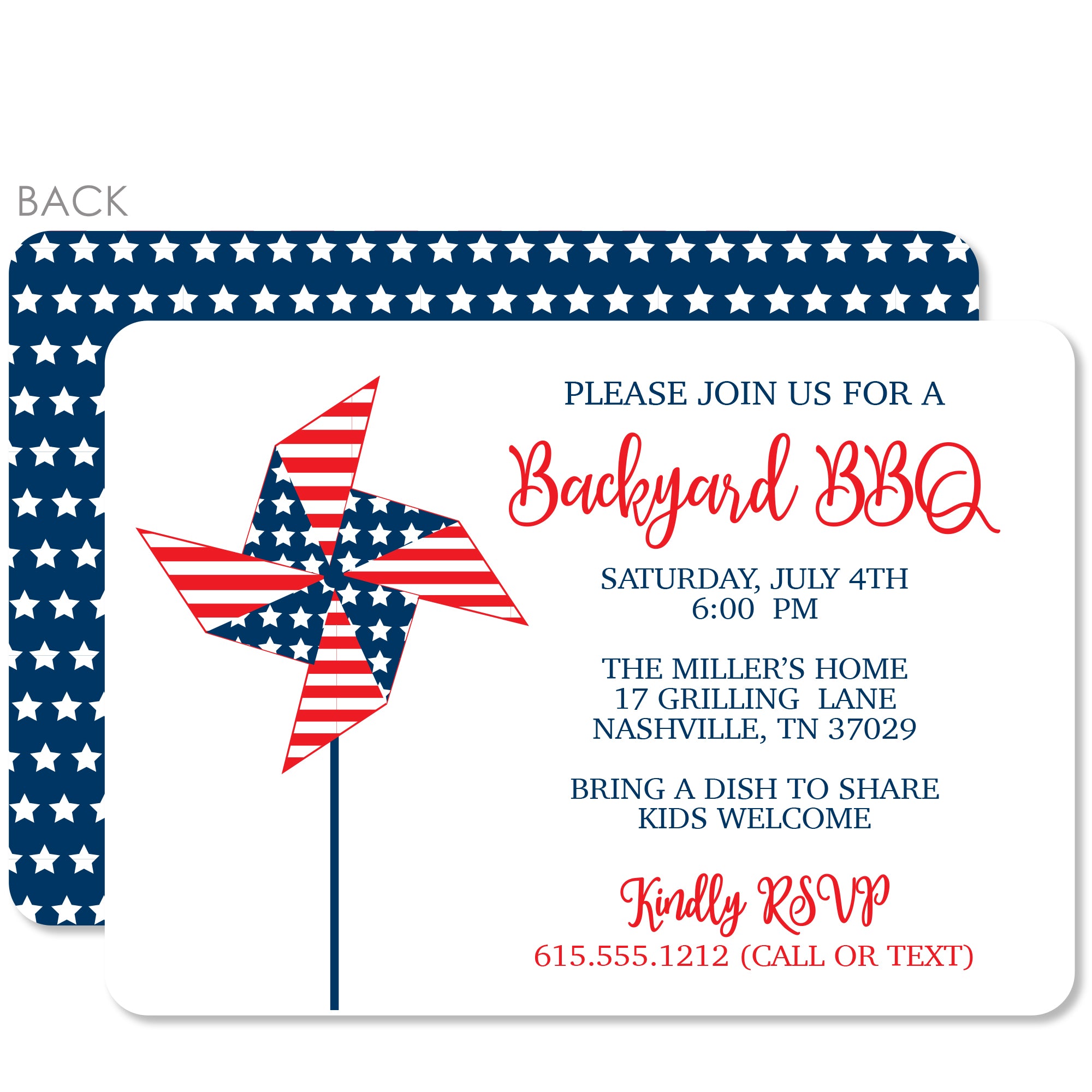 4th of July Independence Day Party Invitation, Printed on premium heavyweight cardstock. Pipsy.com