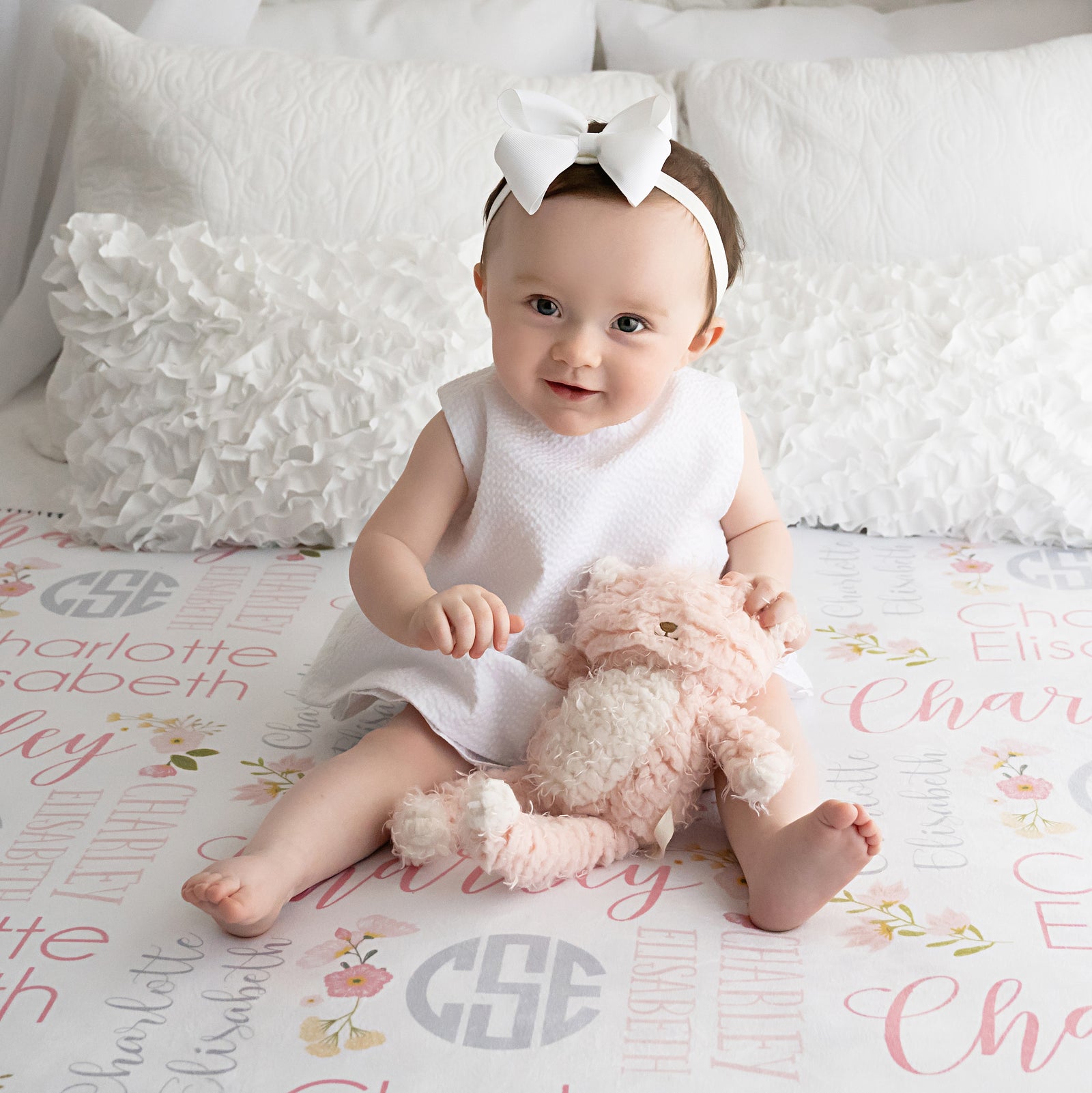 Baby name blanket with script and block font | Choose your colors | Printed on one side | Pipsy.com