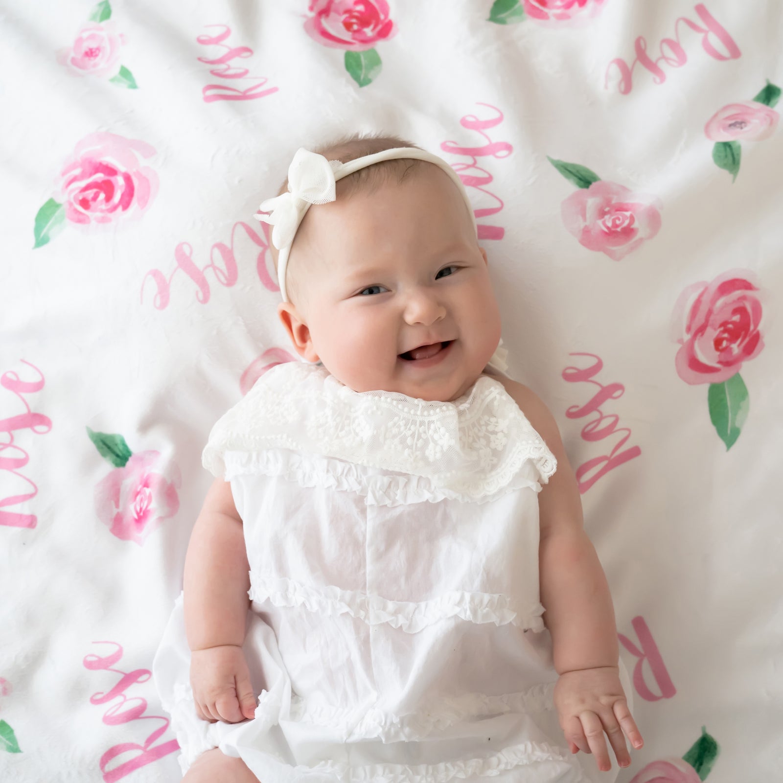 Rose Personalized Name Blanket, choose your fabric and size