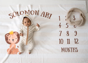 Lion Baby Milestone Blanket, King of the Jungle, Crown, PIPSY.COM