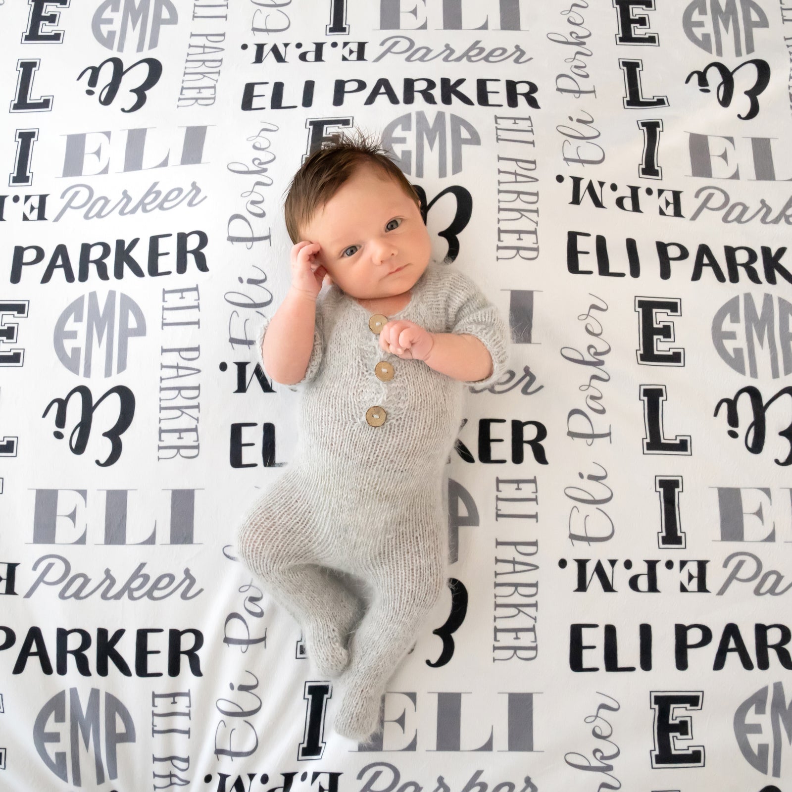 Black and Gray Personalized and Monogrammed blanket, super soft fleece, choose any color scheme