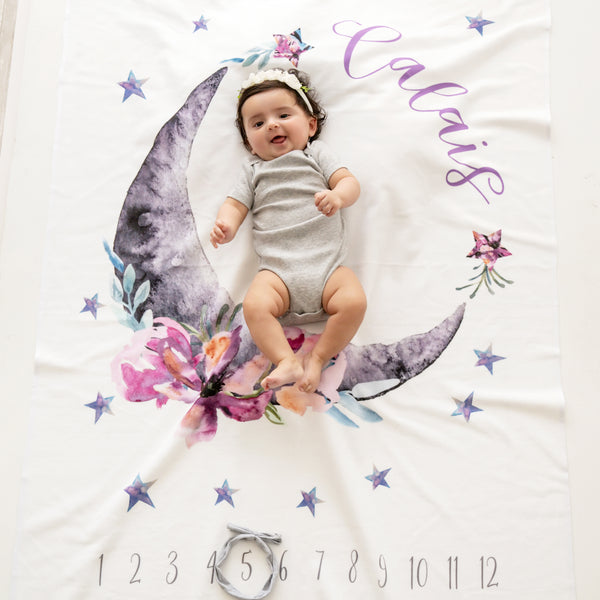 Luna Moon and Stars Baby Boy Twin Milestone Blanket, Celestial Twin store Baby Milestone Blanket, Month Baby Blanket, Moon Baby Blanket T16