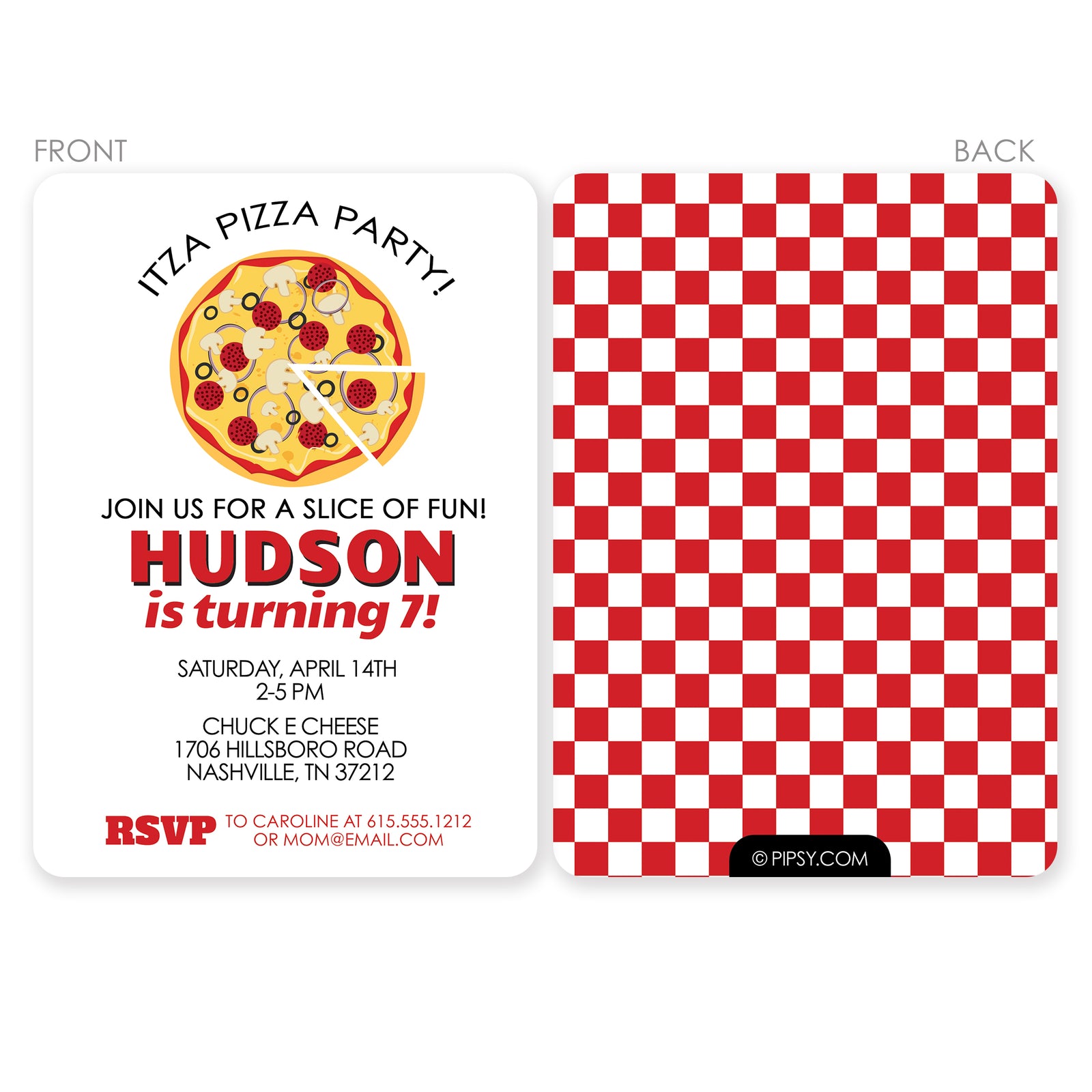 Pizza Party Birthday Invitation | Pipsy.com | Red