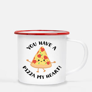 Kids Metal 12 oz camp mug | you have a pizza my heart | White enamel with red lip | Pipsy.com