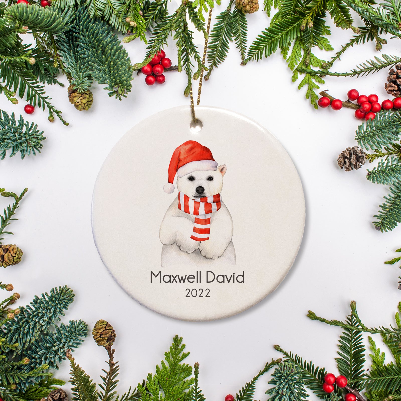 polar Bear personalized Christmas Ornament Pipsy.com