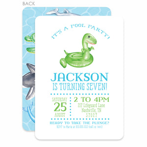 Pool Party Birthday Invitations  with fun trendy pool floats, printed on premium heavyweight cardstock, Pipsy.com