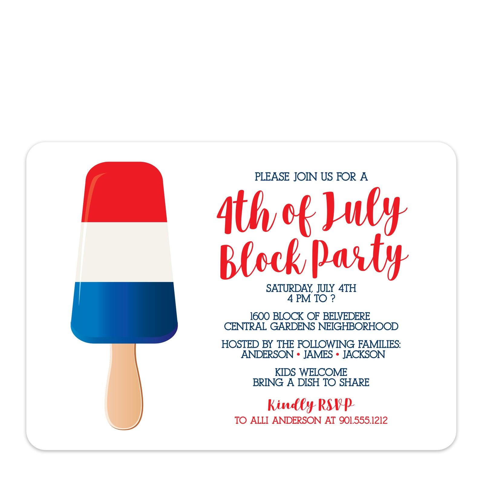 4th of July Invitation, Block Party or Barbecue, heavyweight cardstock, PIPSY.COM