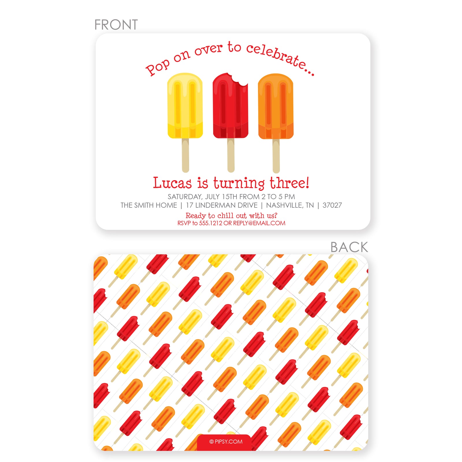 Popsicle Party Birthday Invitation | Pipsy.com | Red