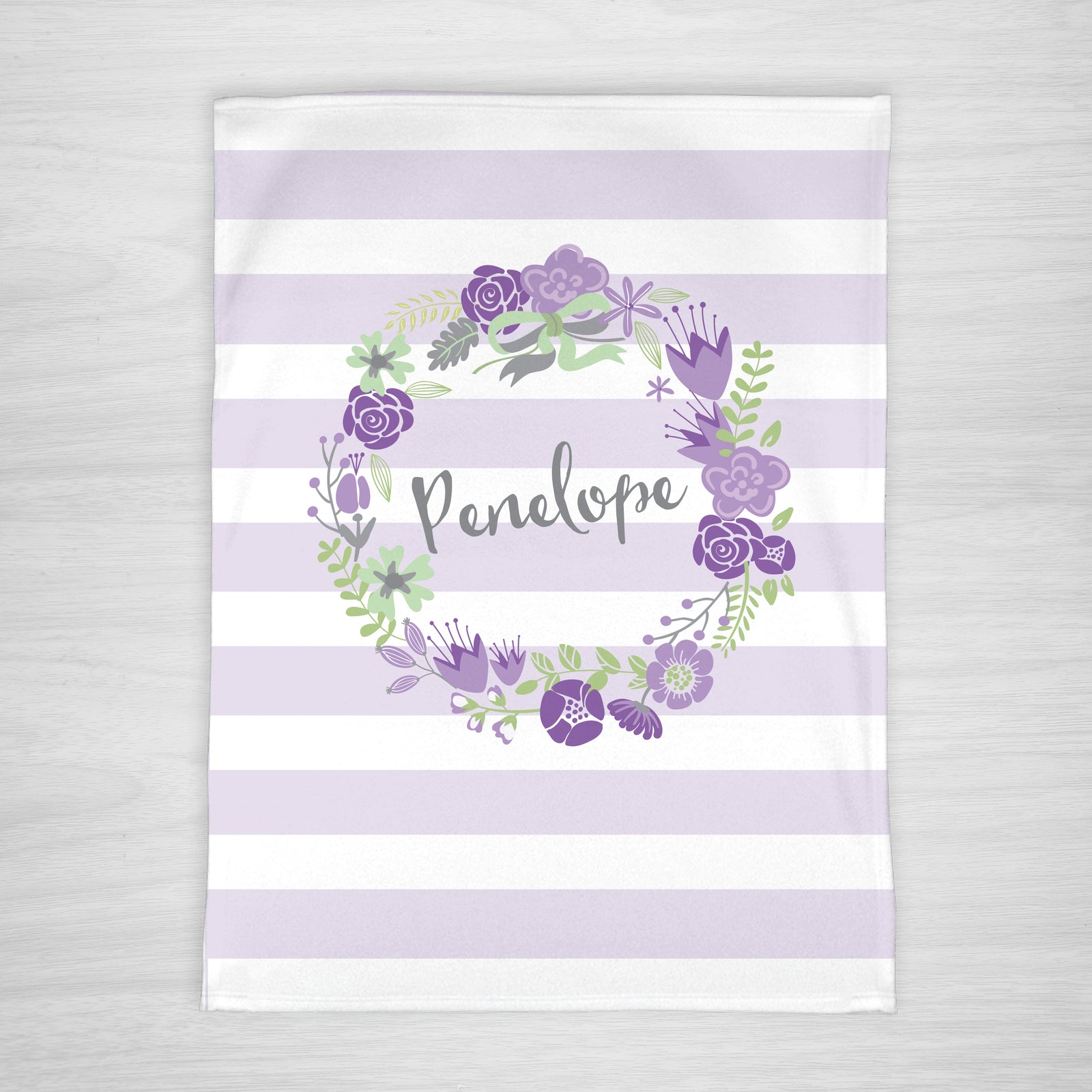 Purple Wreath Personalized Baby Blanket | Swanky Press |Milestone Blanket | Swanky Press | Pipsy