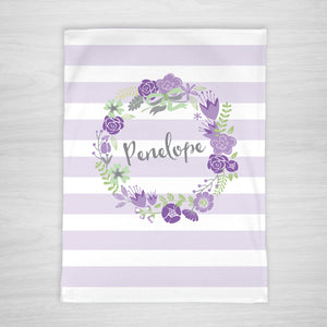 Purple Wreath Personalized Baby Blanket | Swanky Press |Milestone Blanket | Swanky Press | Pipsy