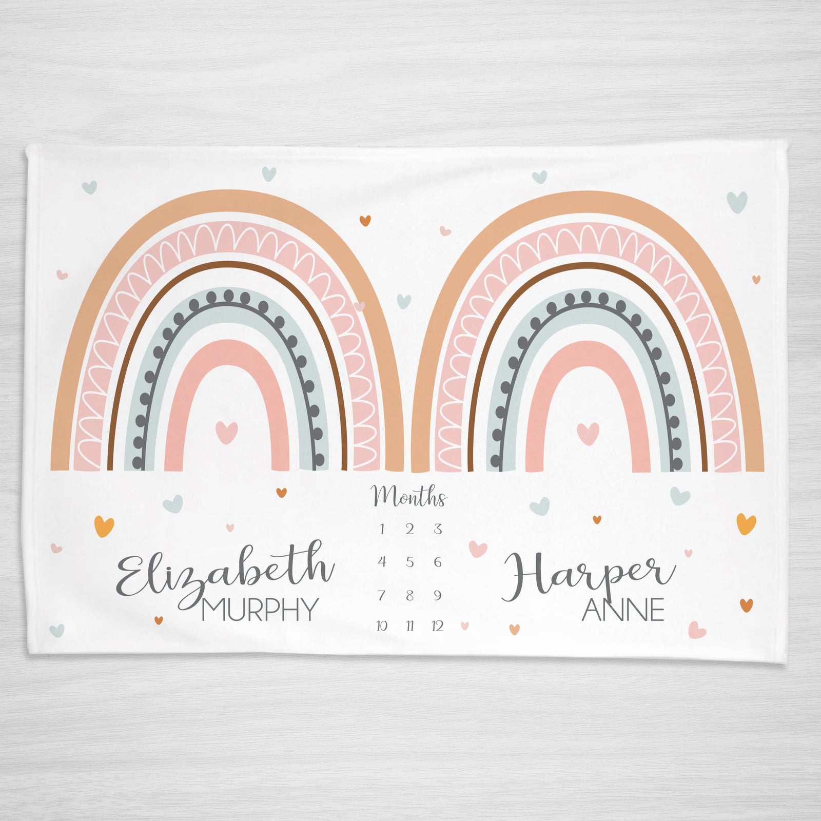 Twin milestone baby month blanket, modern rainbow, watch me grow, Pipsy.com