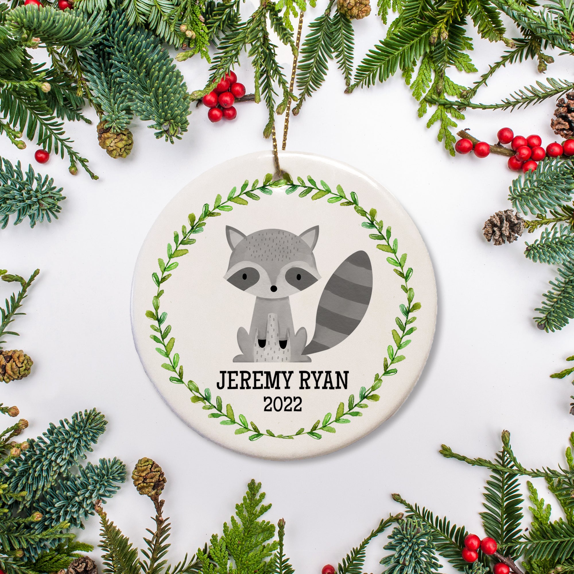 Raccoon personalized Christmas Ornament 2020 | Pipsy.com